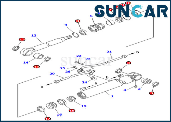 주문 0 붐원통 봉지 키트는 코마츠 PC75UD-2 PC75UU-3 굴삭기 실내측 부품에 적합합니다 online manufacture