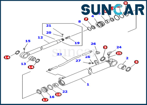 주문 PC75UD-2E PC75UD-2 코마츠 0 굴삭기 서비스 장비 암 유압 실린더 online manufacture