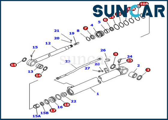 주문 PC75UD-3 PC75UU-3 코마츠 모노럴 붐을 위한 0 암 실린더 밀봉 수리용 장비 online manufacture