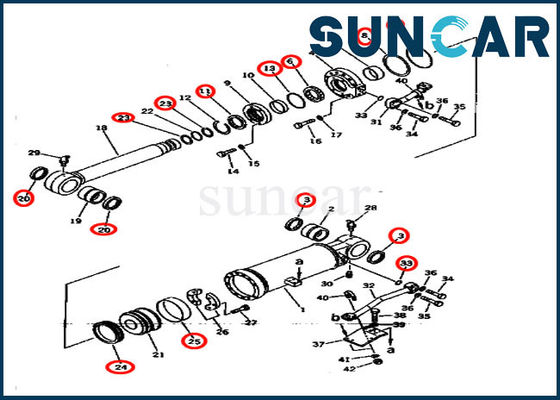주문 D275A-2 코마츠를 위한 ISO9001 리프트 실린더 봉지 키트 707-99-73050 online manufacture
