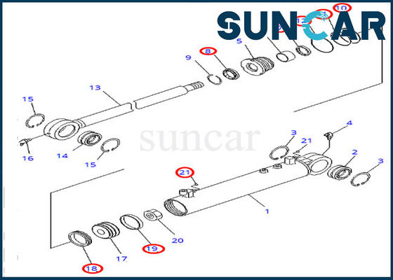 주문 D31EX-21 Komatsu 유압 실린더 키트 앵글 씰 키트 707-98-22850 7079822850 online manufacture