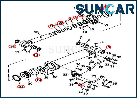 주문 코마츠 D375A-3D 불도저를 위한 0 리퍼 티르트시린다 봉지 키트 online manufacture