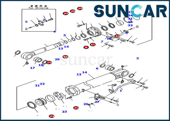 주문 7079974520 Blade Tilt Sealing Kit Cylinder Repair Kits For Komatsu Bulldozer D375A-5D online manufacture