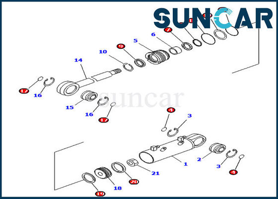 주문 Blade Tilt Cylinder Seal Kit 707-99-34590 Komatsu Replacement Kits For D41P-6K Bulldozer online manufacture