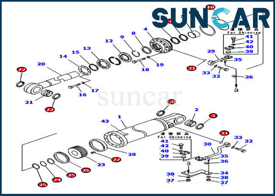 주문 D475A-5 코마츠 불도저를 위한 707-99-75530 리퍼 리프트 실린더 수리 봉지 키트 online manufacture