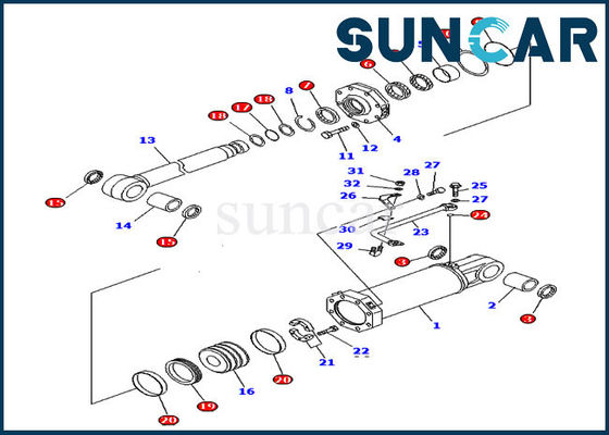 주문 D575A-2 Komatsu Parts 707-98-84450 Ripper Tilt Cylinder Repair Kit Hydraulic Oil Seal Kit online manufacture