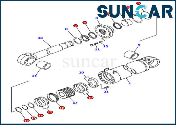 주문 707-99-96200 Dump Cylinder Seal Repair Kit For Komatsu Wheel Loader WA800-3 WA900-3 online manufacture