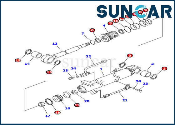 주문 PC10MR-1 굴착기 내부 부품을 위한 707-98-10940 Komatsu 붐 실린더 수리 물개 장비 online manufacture
