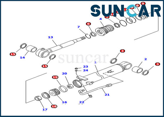 주문 Hydraulic Seal Kit 707-98-13880 Boom Cylinder Service Kit For Komatsu PC10UU-3 Excavator online manufacture