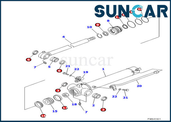 주문 707-98-22820 암 실린더 씰 키트 Komatsu 서비스 키트 PC20MR-1 PC30UU-3 굴삭기 모델에 적합 online manufacture