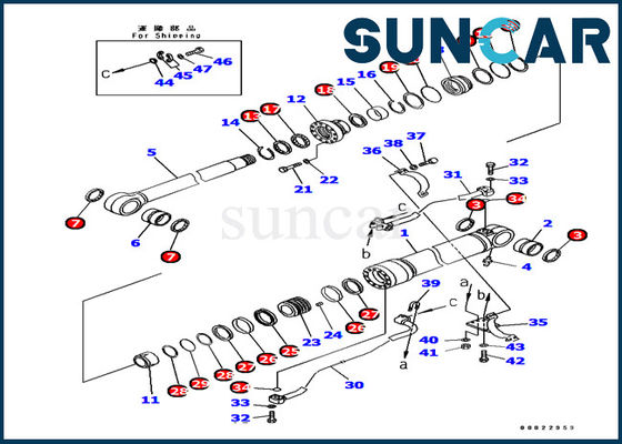 주문 PC380 PC400 암 실린더 봉지 키트 707-99-67090 굴삭기 코마츠 기계류 서비스 장비 online manufacture