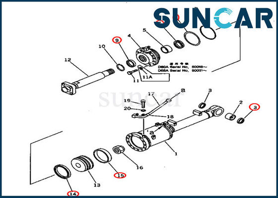 주문 Bulldozer 707-98-60100 Blade Tilt Cylinder Seal Kit D60A-11 Komatsu Repair Parts online manufacture