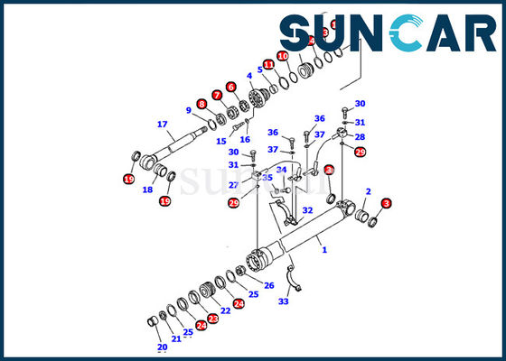 주문 0 붐원통 봉지 키트는 코마츠 PC120 PW130 굴삭기 안쪽 대체에 적합합니다 online manufacture