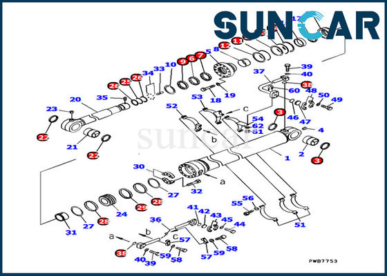 주문 PC1100-6 굴착기 내부 부품을 위한 Komatsu 서비스 장비 707-99-67290 물통 실린더 물개 장비 online manufacture