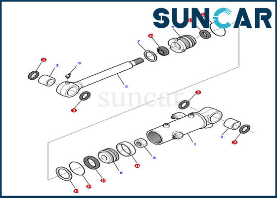 주문 Komatsu 878000379 블레이드 실린더 씰 키트는 굴삭기 기계 PC12R-8 내부 부품 서비스 키트에 맞습니다. online manufacture