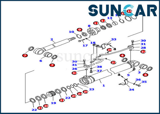 주문 707-99-37180 Komatsu 내부 부품 굴삭기 서비스 키트 붐 실린더 씰 키트 PC130-8 모델 online manufacture