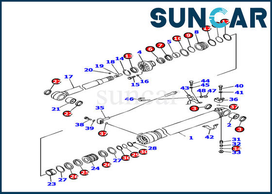 주문 707-99-45080 내유성 암 실린더 서비스 키트는 Komatsu PC130F-7 굴삭기 씰 키트에 맞습니다. online manufacture