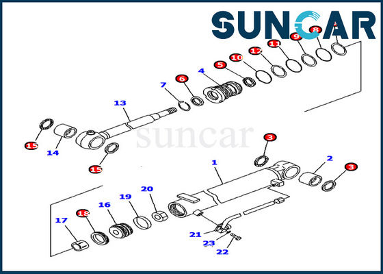 주문 707-98-12380 붐 실린더 씰 키트 유압 실린더 내부 부품 Komatsu PC15MR-1 모델 서비스 키트 online manufacture