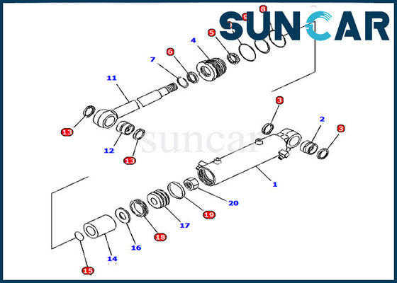 주문 블레이드 실린더 서비스 키트 707-98-12660 유압 실린더 씰 키트 Komatsu 굴삭기 PC15R-8 online manufacture