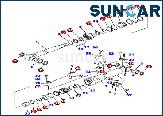 주문 붐 실린더 씰 키트 707-99-38720 Komatsu 굴삭기 PC160LC-7 내부 수리 부품에 적합 online manufacture