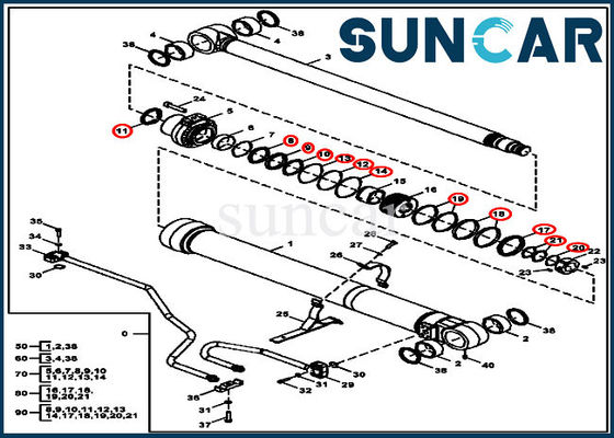 주문 FYA00012899 135G 130G 굴착기 장비 모형을 위한 붐 실린더 물개 장비 Deere 수리용 연장통 online manufacture