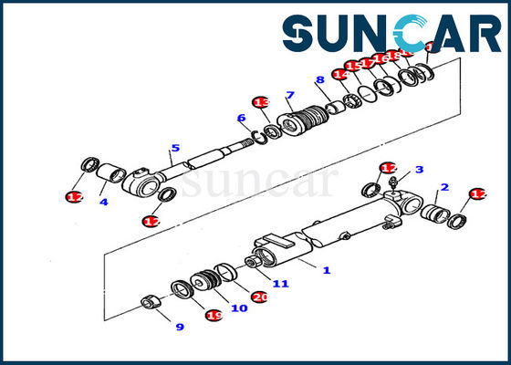 주문 878000391 굴삭기 붐 실린더 씰 키트 Komatsu PC20-7 수리 키트 유압 실린더에 맞습니다. online manufacture