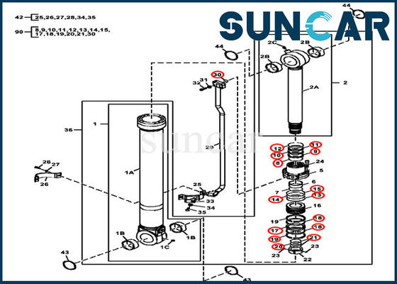 주문 FYA00010735 굴착기 서비스 키트 John Deere 유압 물통 실린더 구성 요소 online manufacture