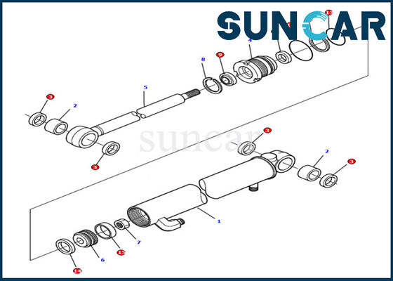 주문 878000501 디럭스 암 실린더 씰링 키트 Komatsu 굴착기 PC15R-8 유압 내부 부품 online manufacture