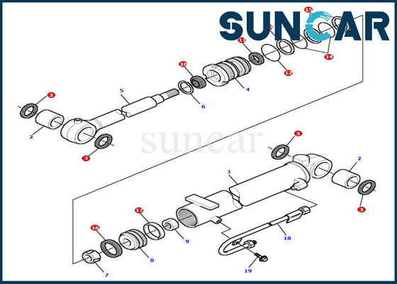 주문 PC15R-8 Komatsu 굴착기 유압 부품 서비스 키트 878000502 붐 실린더 씰 키트 online manufacture
