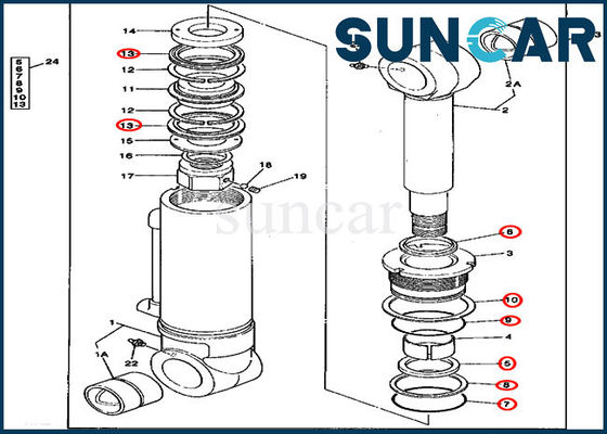 주문 4240084 595D John Deere를 위한 잎 실린더 물개 장비 굴착기 유압 서비스 장비 online manufacture