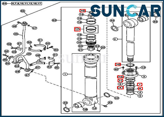 주문 4614814 Excavator Boom Cylinder Service Kit Fits 750 800C JOHN DEERE Replacement Seal Kits online manufacture