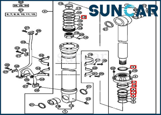 주문 4653861 Hydraulic Boom Cylinder Seal Repair Kit Fits For 850DLC 870GLC John Deere Parts online manufacture
