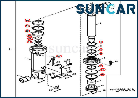 주문 870GLC JOHN DEERE FXB00001856 Counterweight Removal Device Cylinder Repair Seal Kit online manufacture