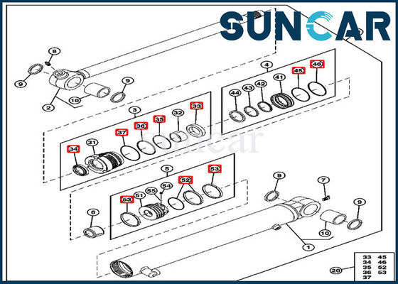 주문 내마모성 4652137 암 실린더 씰 키트 27D John Deere 유압 수리용 연장통 online manufacture