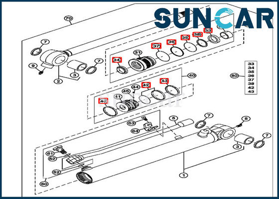 주문 4652138 유압 버킷 실린더 수리 씰 키트 35mm 로드 55mm 보어에 적합 JOHN DEERE online manufacture