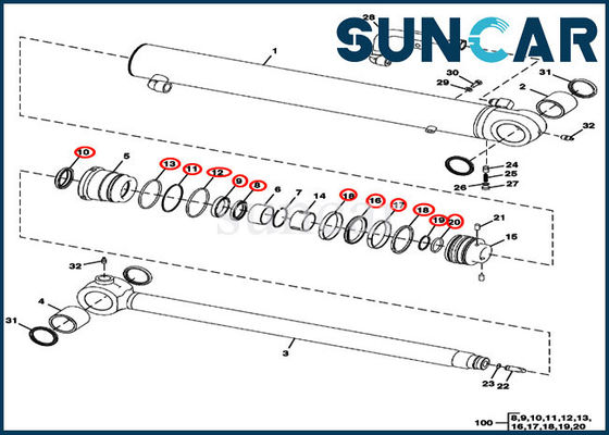 주문 JOHN DEERE FYD00000072 암 실린더 씰 키트 굴삭기 수리 씰링 키트 online manufacture