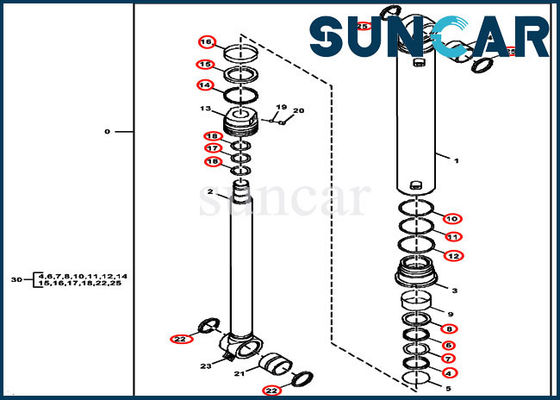 주문 60G 디어 씰링 키트 FYD00003234 붐 스윙 유압 실린더 서비스 키트 online manufacture