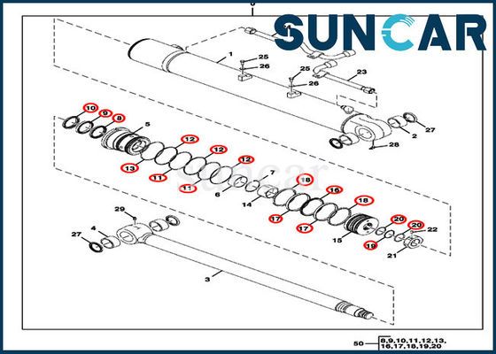 주문 ISO9001 FYD00000076 유압 붐 씰 키트 85D JOHN DEERE 실린더 씰 수리 키트 online manufacture