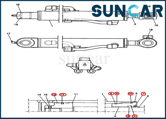 주문 굴착기 CX14 케이스 기계용 PE01V00003R100 버킷 실린더 수리 씰 키트 online manufacture