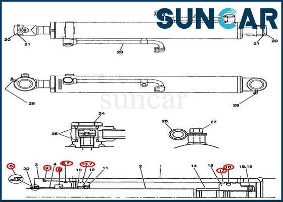 주문 CX36 수리 붐 씰 키트 PX01V00030R300 케이스 실린더 씰 교체 키트 online manufacture