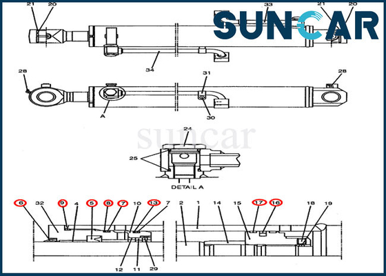 주문 PY01V00030R300 수리 씰 키트 케이스 부품 CX47 유압 붐 실린더 서비스 키트 online manufacture