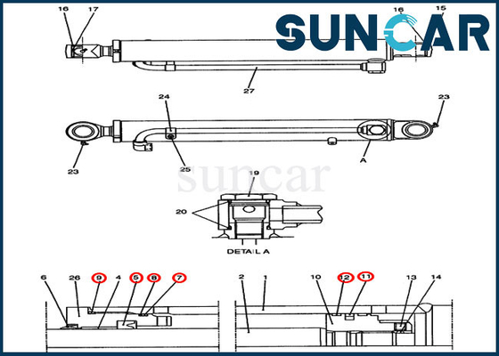 주문 버킷 수리 키트 PH01V00016R300 실린더 씰 수리 키트 CX47 굴삭기 케이스에 적합 online manufacture