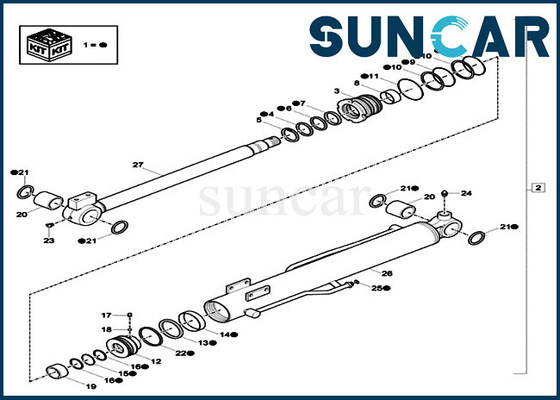 주문 CX17C 케이스 XKCC-01524 붐 CYL 씰링 키트 XKCC01524 미니 굴삭기 실린더 서비스 키트 online manufacture