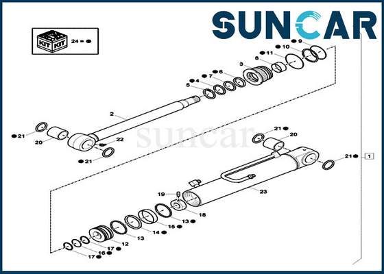 주문 XKCC-01448 XKCC01448 붐 스윙 씰링 키트 CASE CX33C CX37C 유압 실린더 서비스 키트 online manufacture