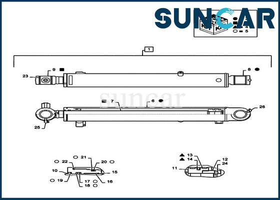 주문 PS01V00003R400 버킷 수리 씰 키트 케이스 부품 CX55B 굴삭기 유압 실린더 서비스 키트 online manufacture