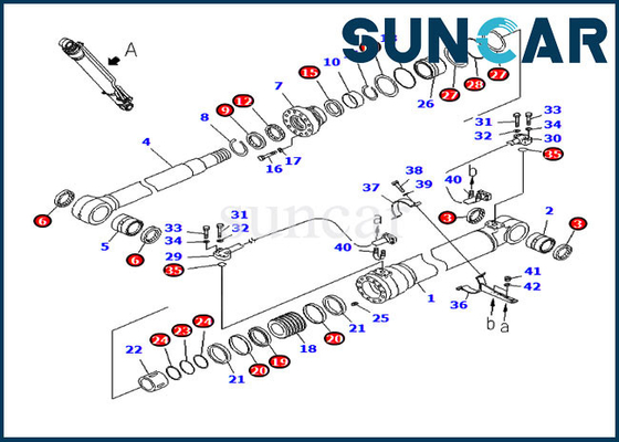 주문 707-98-47710 붐 서비스 키트 90MM 로드 130MM 보어 Komatsu PC200LC-8 PC200LC-8E0 실린더 씰 키트 online manufacture