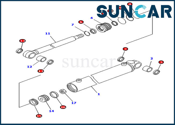주문 Swing Cylinder Seal Kit 707-98-14740 Excavator Service Kit For Komatsu PC20MR-1 PC20MRX-1 PC20R-8 online manufacture