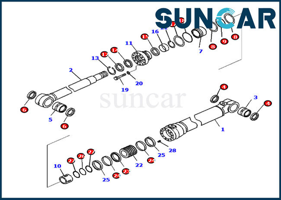 주문 실린더 봉지 키트 0 붐 서비스 장비는 코마츠 PC210-11 PC210-11E0에 적합합니다 online manufacture