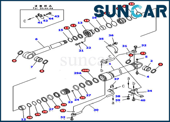 주문 PC300LC-7 PC360-7 707-99-58030 코마츠 붐 서비스 장비 마모 방지 실린더 수리 봉지 키트 online manufacture