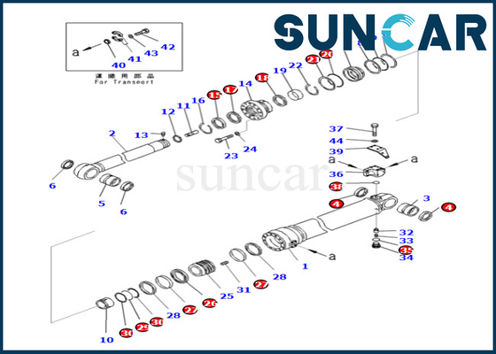 주문 PC490LC-10 PC490-10 코마츠 암 실린더 수리용 장비를 위한 0 암 실린더 봉지 키트 online manufacture